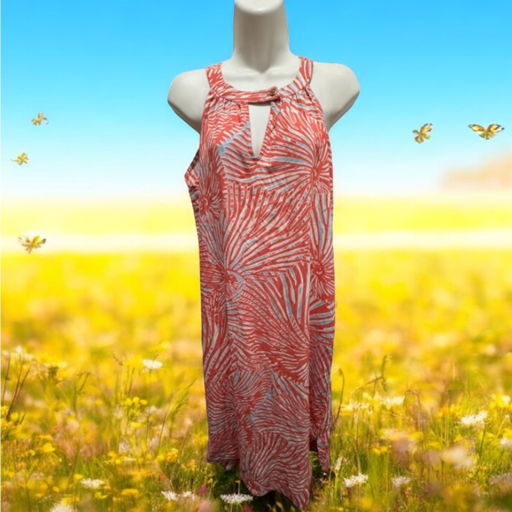 La Mer Luxe Coral shell Patterned midi sleeveless dress size small